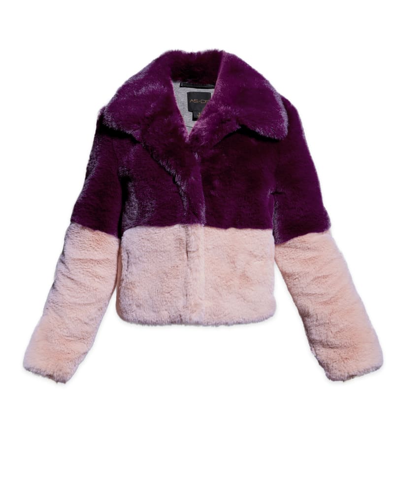 Front of a size XL Holden Faux Fur Chubby in Plum Wine/Ballet Pink by AS by DF. | dia_product_style_image_id:312112